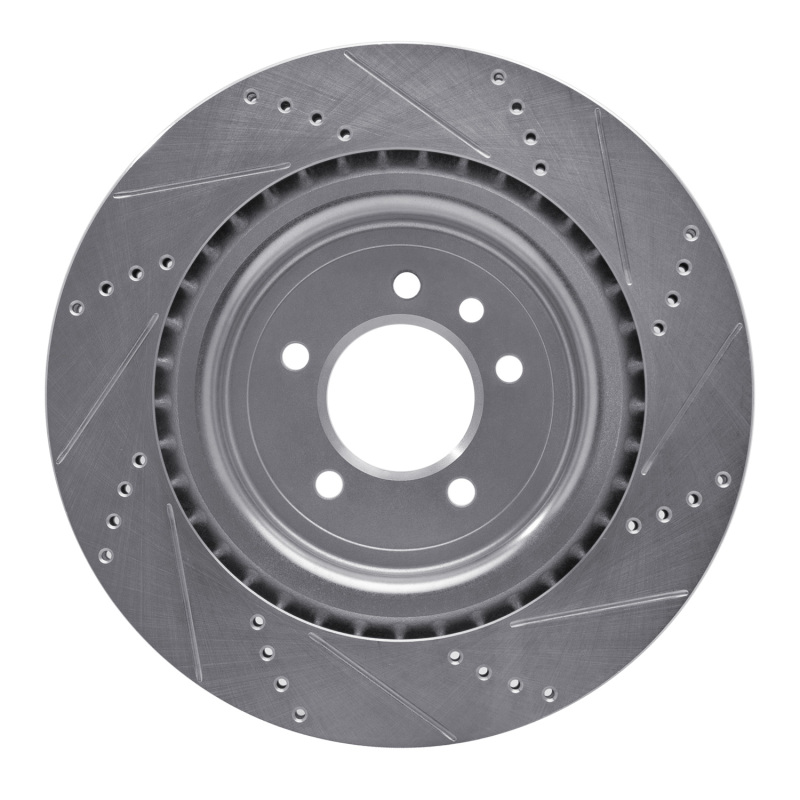 Land Rover Range Rover Brake Rotor (1) - Rear Left - R1 Concepts - Drilled & Slotted - Silver - `13-`25